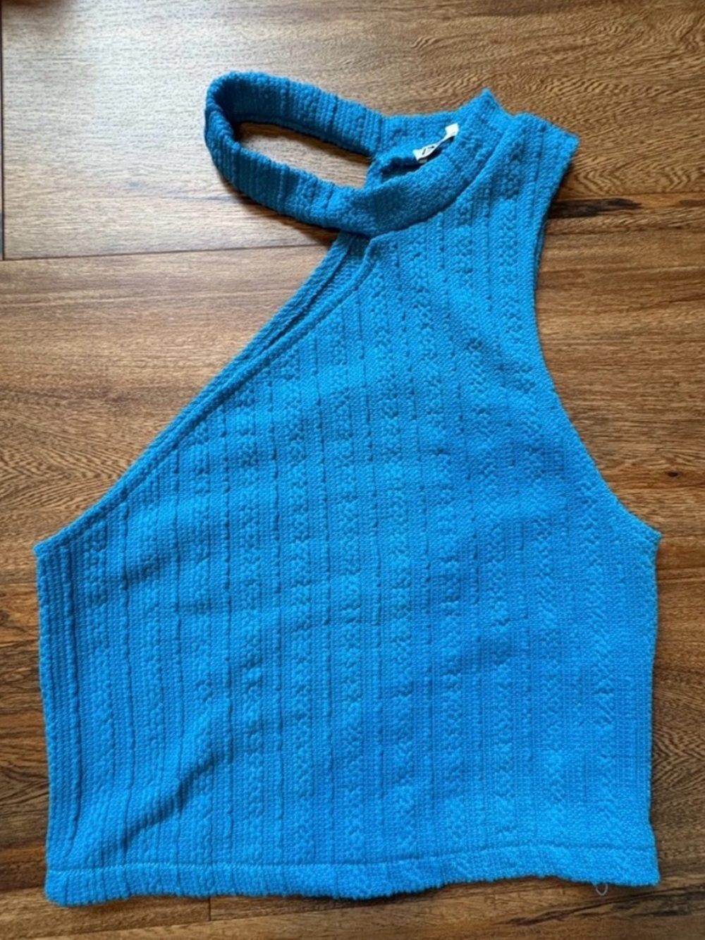 NWT Zara small blue ribbed asymmetrical tank top